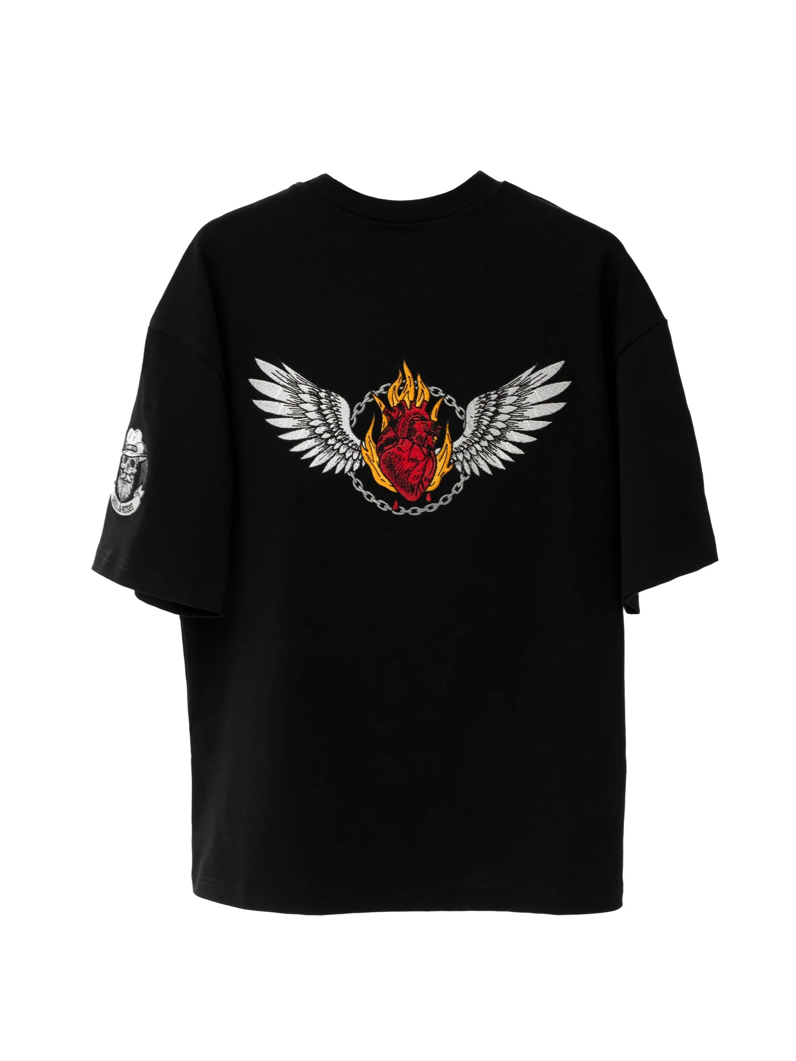 Burning Heart Skull and Roses T-shirt
